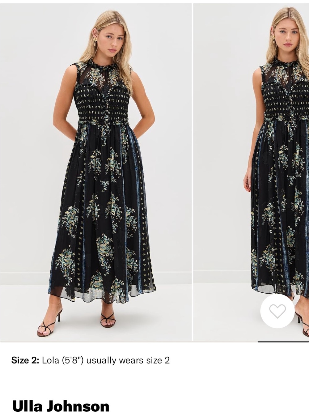 Ulla Johnson Black Floral Lace-Detail Maxi Dress